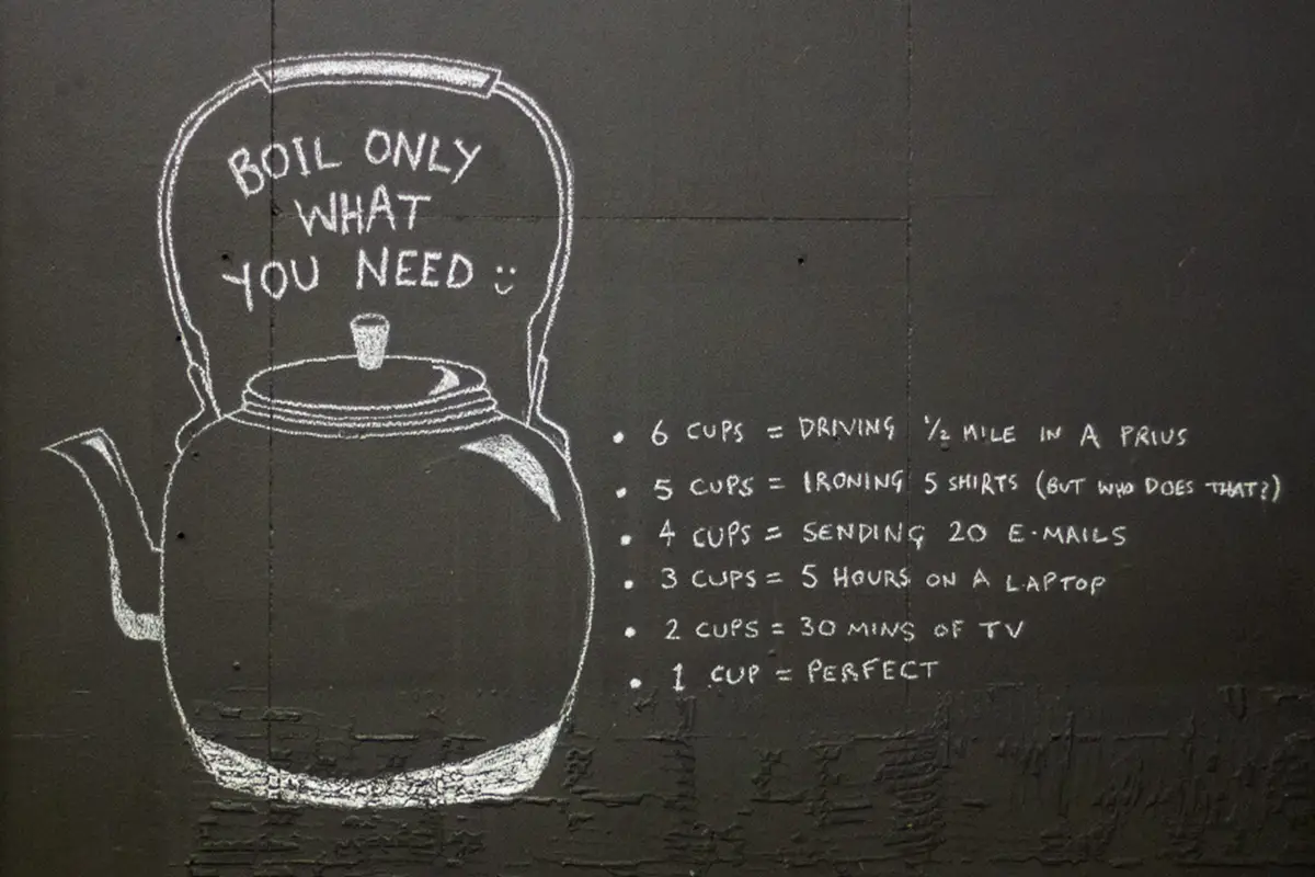 reminder to boil only the water that you need in the kettle